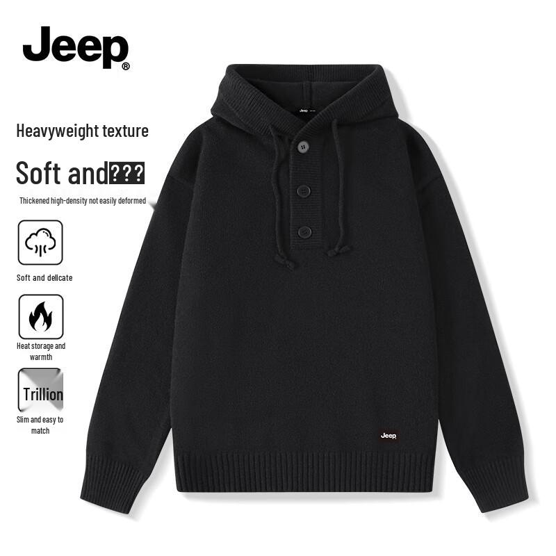 JEEP Men s Heavyweight Hooded Knit Sweater L