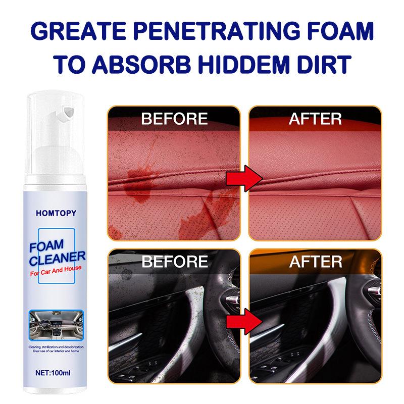 Multifunctional Car Interior Foam Cleaner for Leather Seats & Steering Wheel