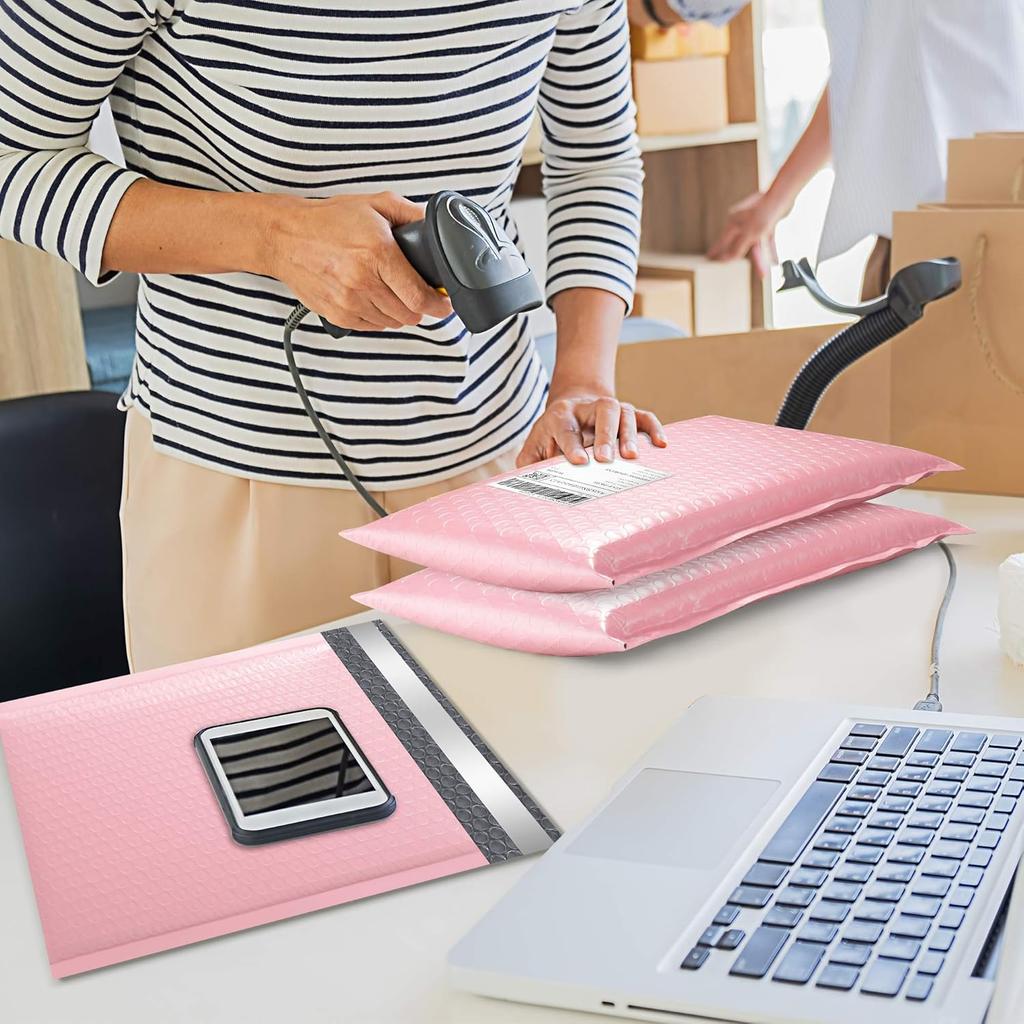 Famagic Bubble Mailers 8.5x12 Inch 25pc Light Pink Shipping Bags, Chic Packaging Bags For Small Business, Colored Padded Mailing Envelopes, Opaque