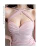 Schlankmachender Neckholder-Bodycon-Minirock mit Raffung - Sexy, Taillenbetonend, Rückenfrei, Nachtclub-Stil