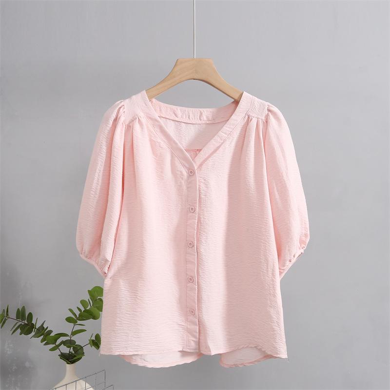 2025 Summer Women's Fashionable Loose V-Neck Short Sleeve Cardigan Top