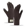 Knitted wool gloves non-slip five-finger plush split-finger gloves for men and women, thickened in autumn and winter, warm cycling