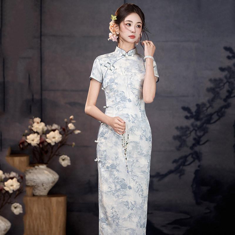 Guofeng new Chinese-style Suzhou long cheongsam improved young 1011 new women's high-end sense can be worn daily in summer