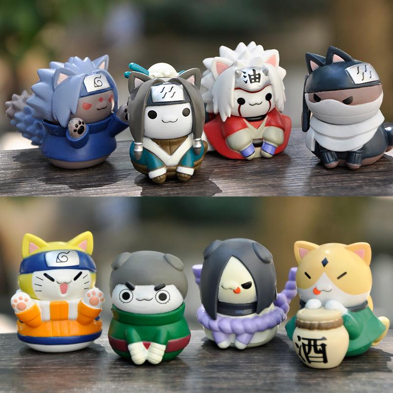 8pcs/set New Naruto Cat Cute Action Figure Model Toys