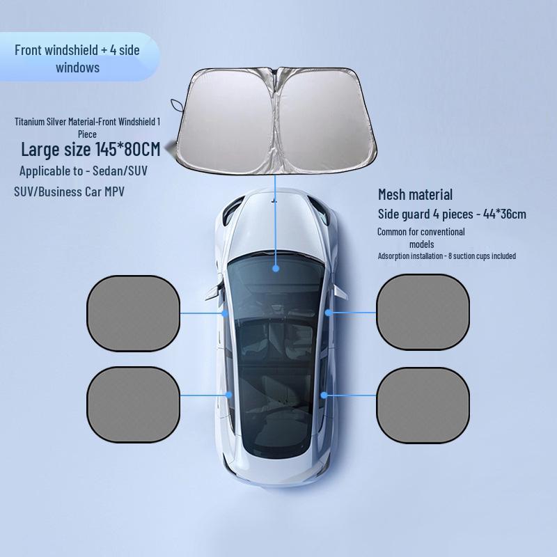 Car Windshield Sunshade Curtain - Front Window Sun Blocker & Heat Insulation Cover