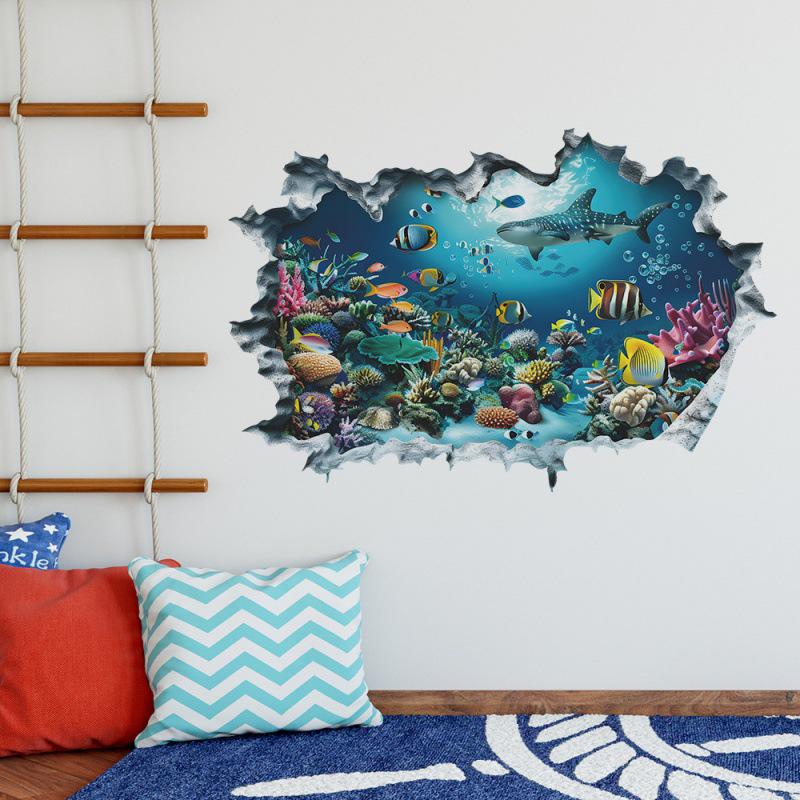 Underwater Shark Wall Stickers for Bedroom, Living Room, or Porch Home Decor