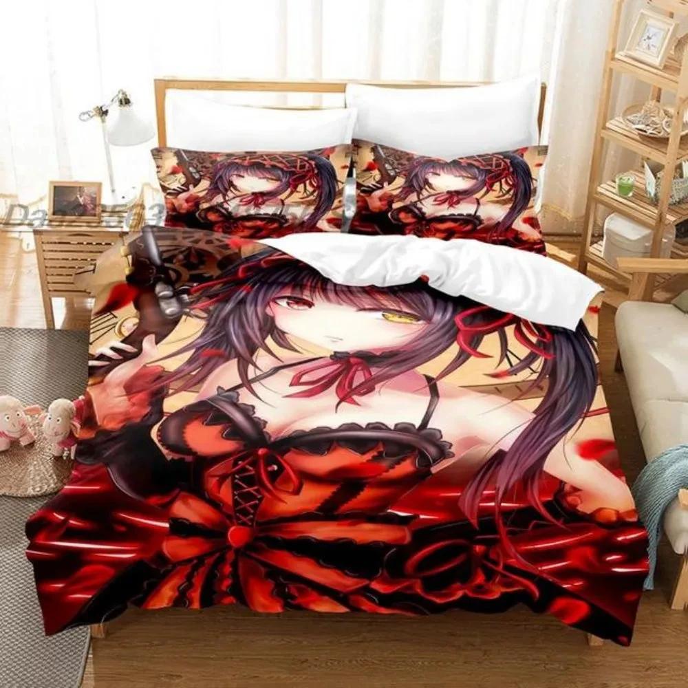 Anime Date A Live Kurumi Tokisaki Bedding Set Boys Girls Twin Queen Size Duvet Cover Pillowcase Bed Kids Adult