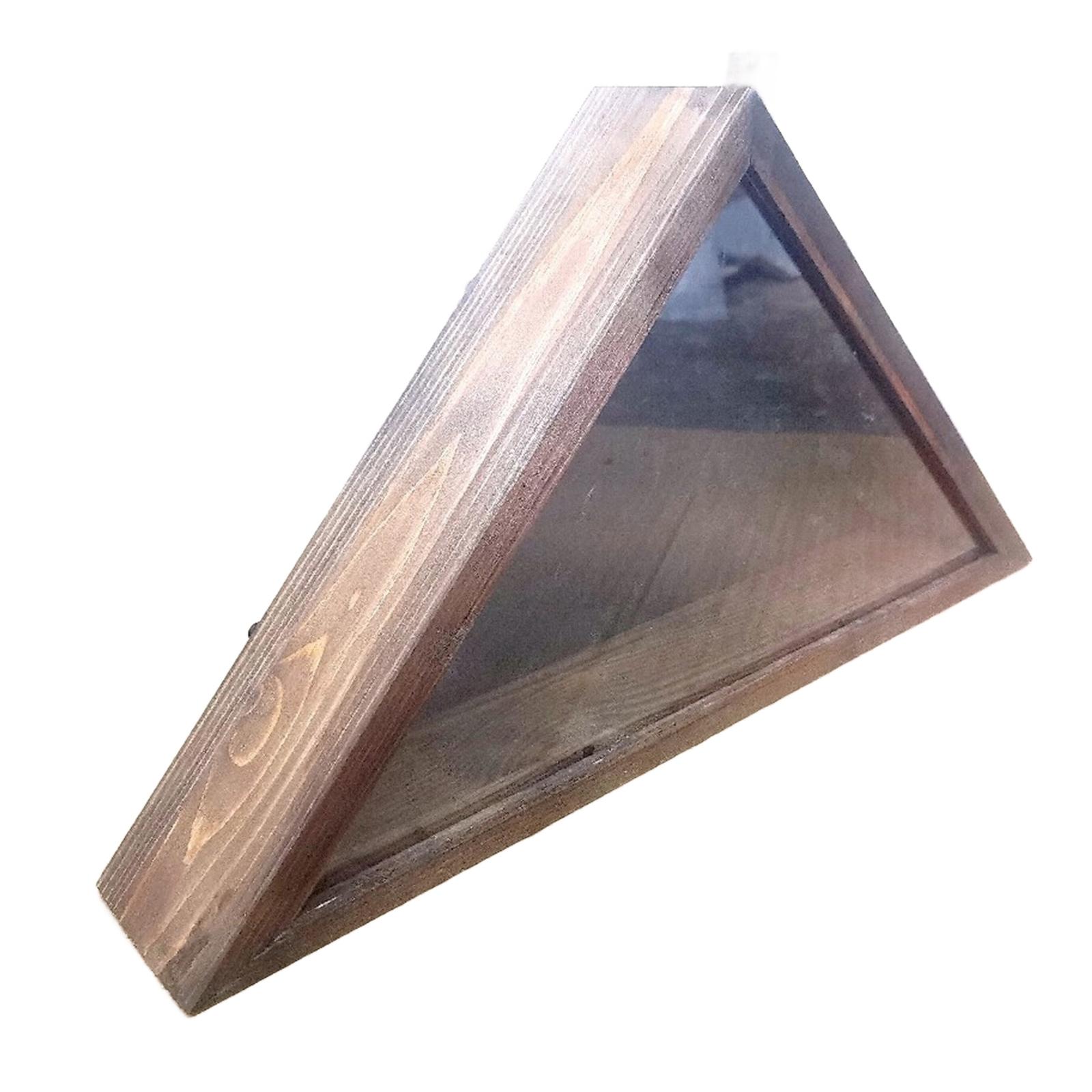 

Wood Triangular Flag Storage Box with Glass Front Display Case for Memorial Display and Home Decors Dustproof Designs коричневый