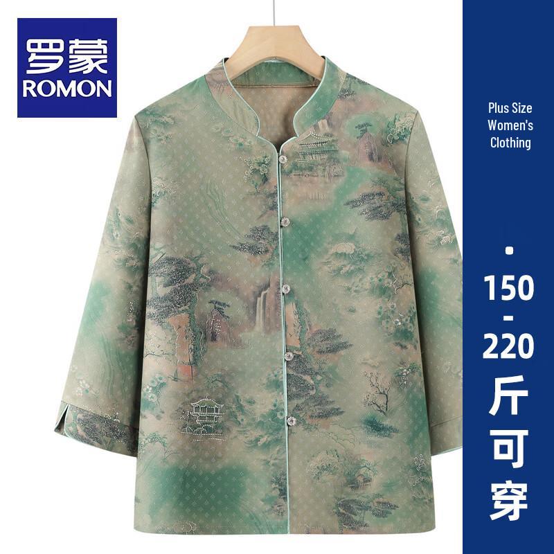 ROMON Women s Plus Size Summer Short Sleeve Floral Two-Piece Set 6XL