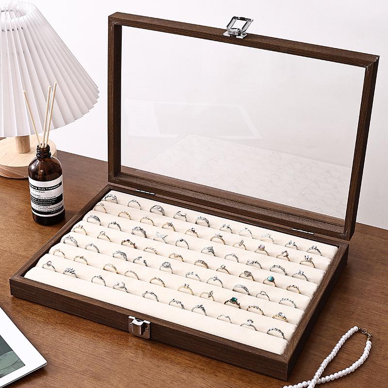 Walnut Wood Large Jewelry Box - Anti-Oxidation Storage for Rings, Earrings, Necklaces, and Bracelets