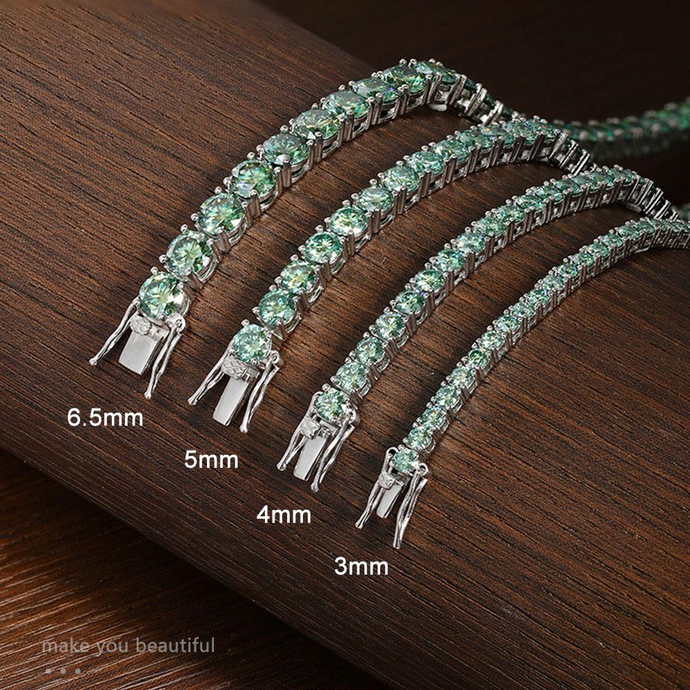 Bracelets Tennis Moissanite Verte Originaux pour Femmes Hommes Diamant de Laboratoire avec GRA Bijoux de Mariage Bracelet en Argent 925