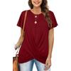 European & American Women's Solid Color Twist Short Sleeve Round Neck T-Shirt