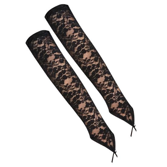 

1 Pair Bridal Gloves Solid Color Lace See Through Hollow Out Rhinestone Hook Finger Long Fingerless Gloves Party Wear чёрный