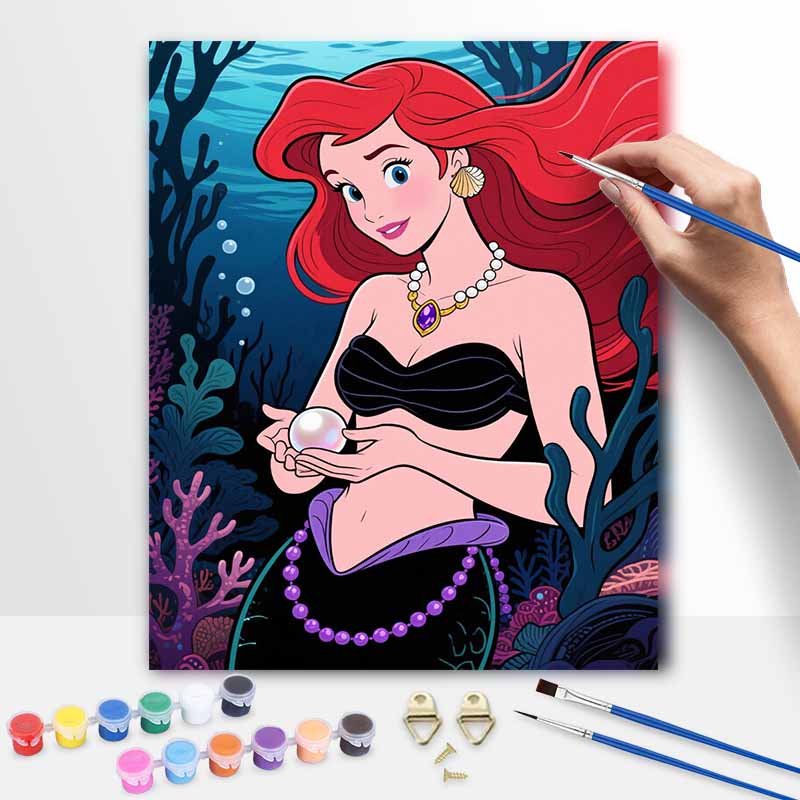 Disney The Little Mermaid Ariel oil painting art kit handmade painting diy home decoration 20x30cm