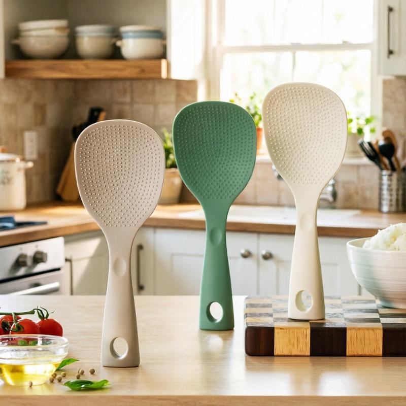 1Pcs Standing Silicone Spoon Non-Stick Cooking Spoon Anti-Scalding Pot Rice High-Temperature-Resistant Spoon Kitchen Gadgets