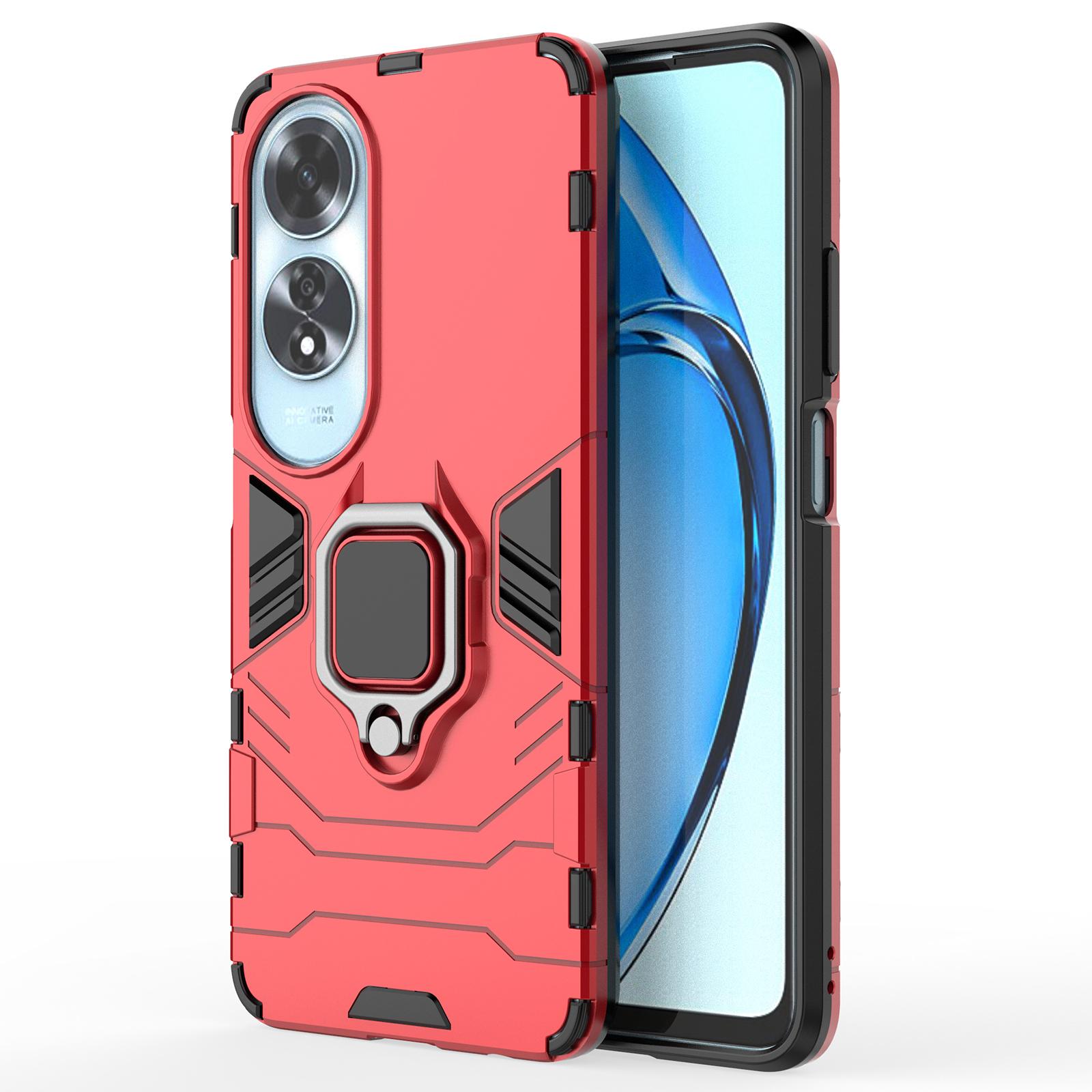 

For Oppo A60 4G Case Ring Kickstand Military Grade PC+TPU Phone Cover Red