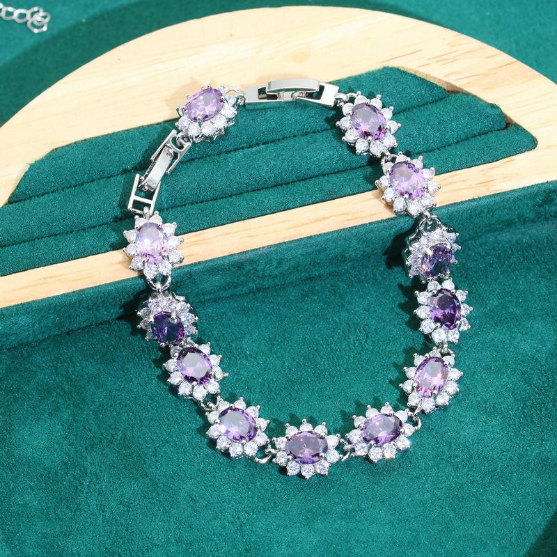 High End Jewelry Europe and The United States Hot Selling Zircon Bracelet Earrings Rings Feminine Jewelry Set