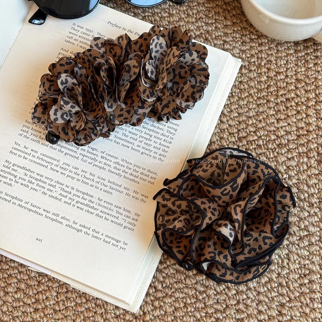 Leopard Print Retro Banana Hair Clip for Women - Large Claw for High Ponytails & Half Up Styles, Adds Volume