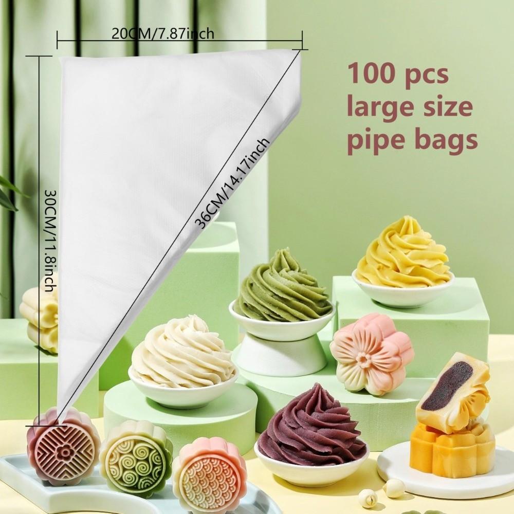 100Pcs Extra Strong Disposable Pastry Bags Leak-Proof Non-Slip Icing Piping Bags Food Safe Thickened Disposable Piping Bags