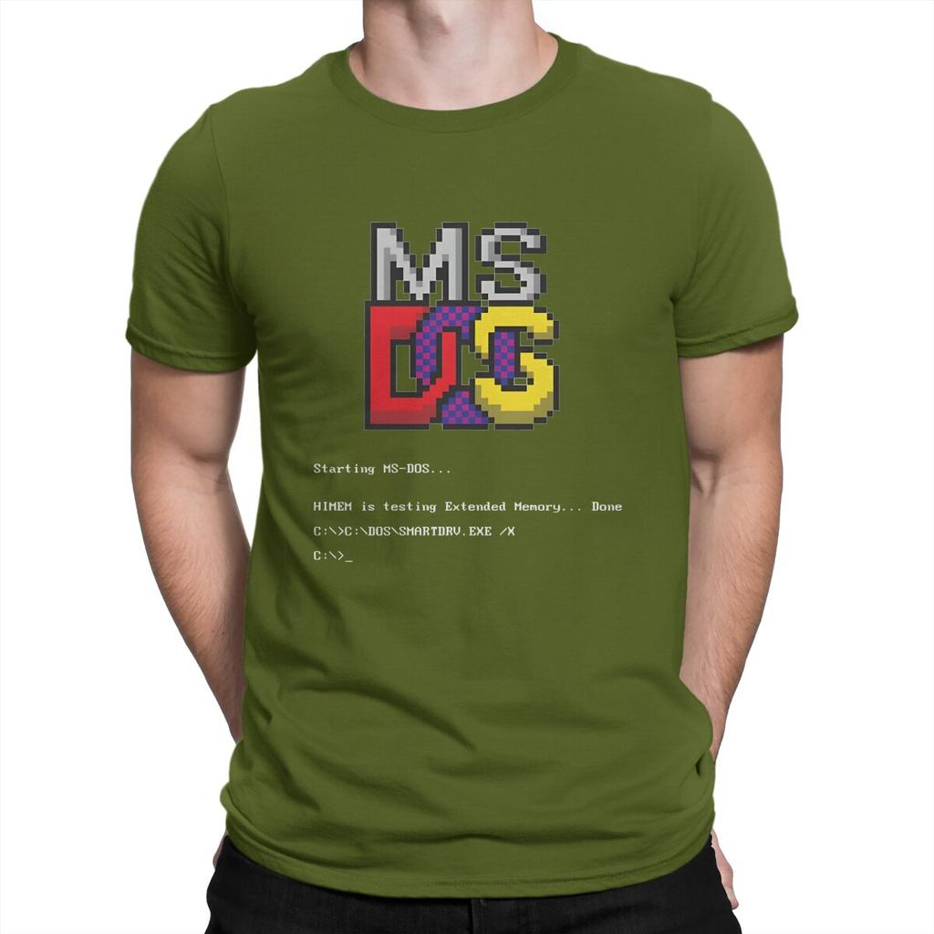 Elegant T-Shirt for Men MS-DOS Funny Cotton Tee Shirt Round Collar Short Sleeve T Shirt Printed Clothes