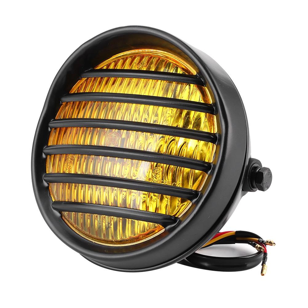 

6-дюймовая круглая фара для мотоцикла, решетка, крышка линзы, галогенная лампа 35 Вт, универсальная мотоциклетная фара, желтая