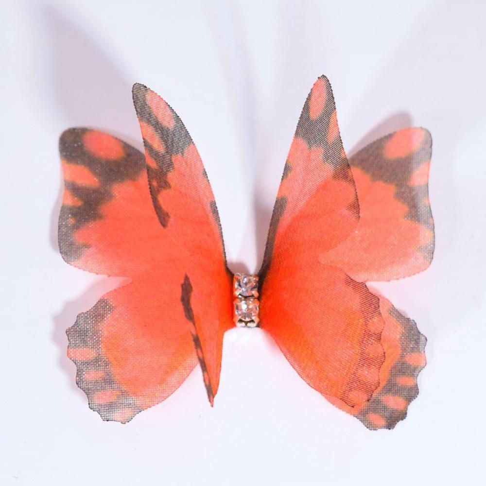 50pcs Gradient Color Fairy Chiffon Butterfly 4CM Sewing Craft Decoration  Garment Design Materials