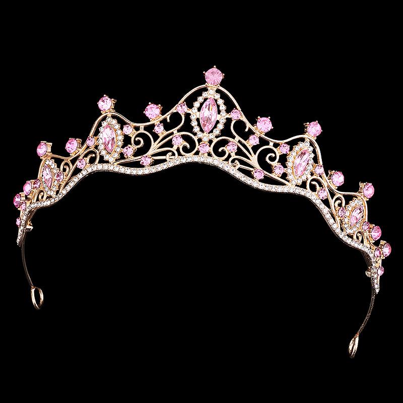 Couronne Rétro Mariée Fille Princesse Couronne d'Anniversaire Alliage Strass Bandeau Accessoires Robe de Mariée