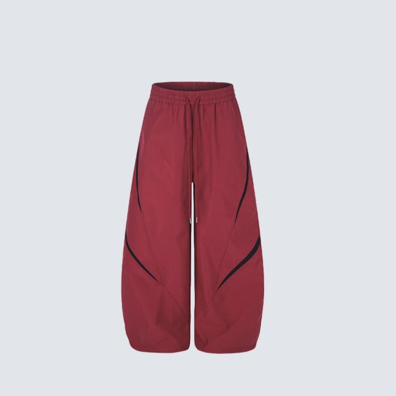 Unisex Sporty Color-Block Windbreaker Jacket Wide-Leg Cargo Pants Set Casual Activewear Outfit