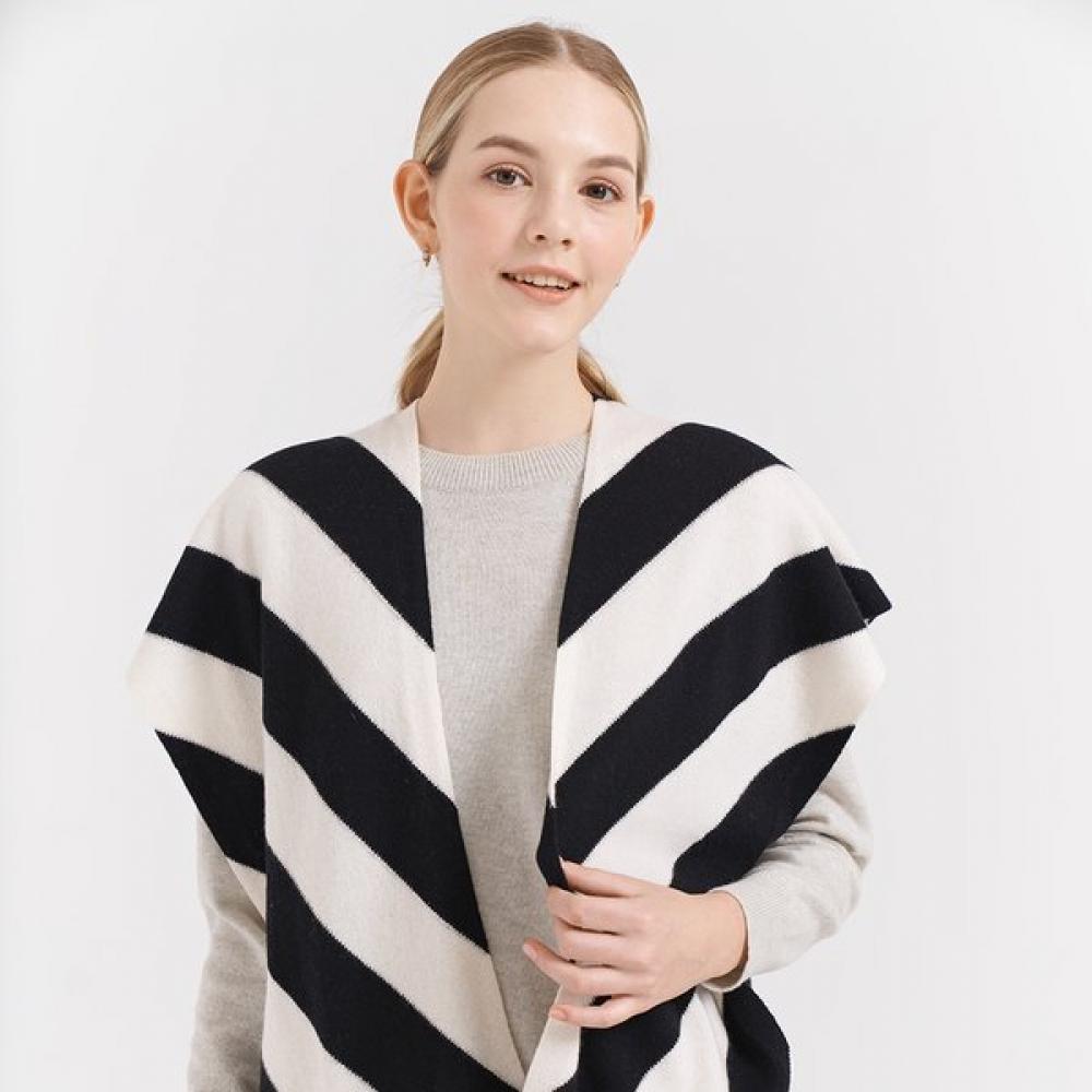 Dal Cashmere Shawl Cape Black White
