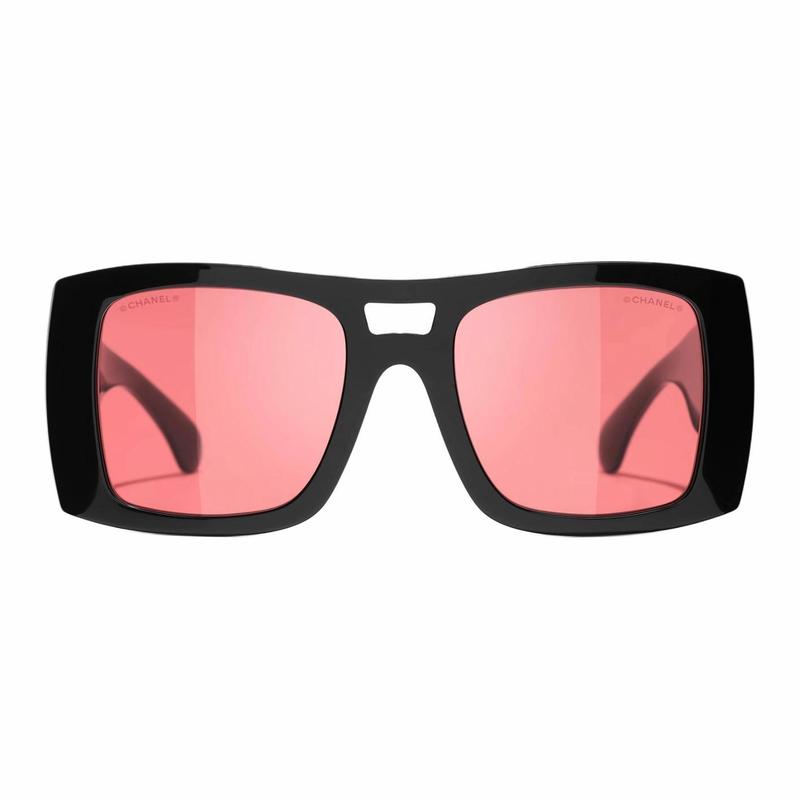 

CHANEL double bridge design acetate frame square sunglasses men and women same style couple model black чорний