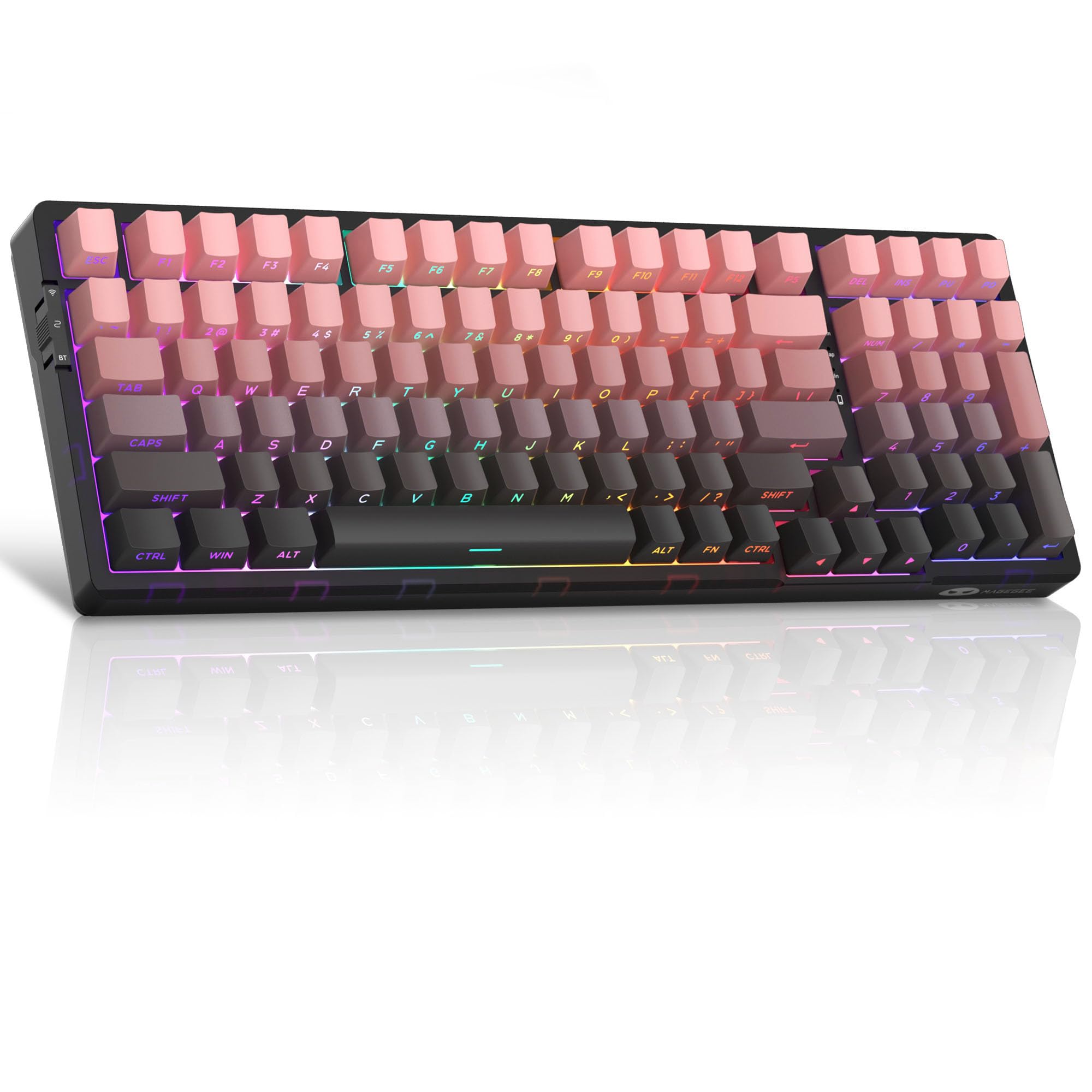 

MageGee Gaming Keyboard Quiet 98 Keys Mechanical Keyboard Gaming Wireless, English Layout Bluetooth2.4GHzUSB-C RGB 8000mAh Gasket Mount Keyboard