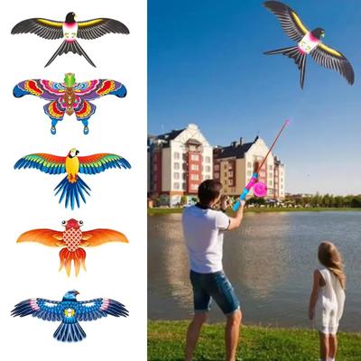 New Dynamic Kite Fishing Rod Kite Children'S Swallow Kite Breeze Easy Fly Handheld Wings Shaking Stall