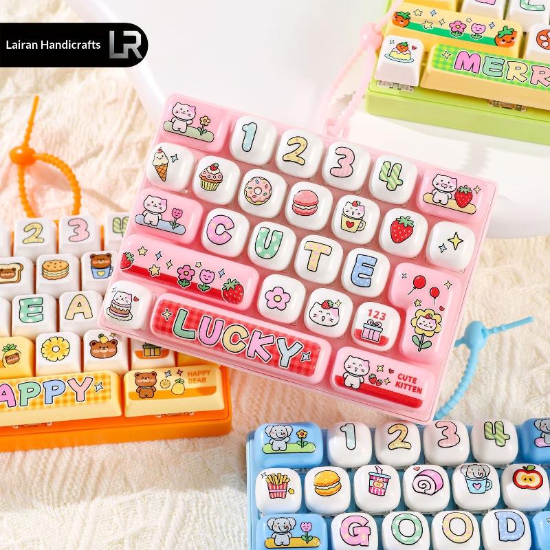Fidget Keyboard Keychain Clicker Anti Stress Mini Portable 26 Grid Keycap Sensory Toy for Home Office Travel Party Favors
