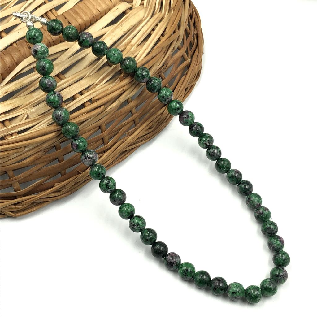 8mm Natural Ruby Zoisite Gemstone Round Beads Handcrafted Women's Jewelry Pretty Necklace 17-20" For Her 8BN-45