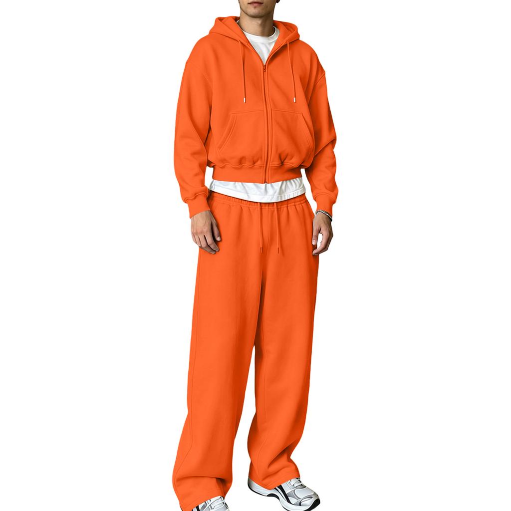Ensemble Sweat à Capuche zippé et Pantalon de Jogging assortis pour Tenue Casual d'Hiver