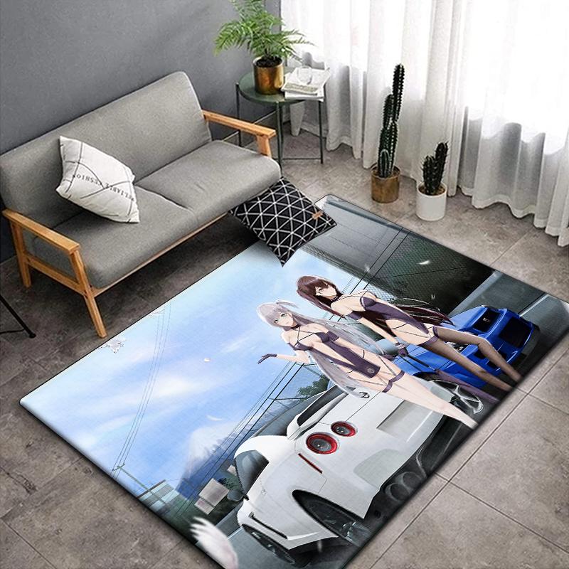Anime Car Beauty Carpet for Living Room,Soft Flannel Rug for Bedroom ,Anti-Slip  BATHROOM Mat, Baby Play mat,Boys' Room Decor