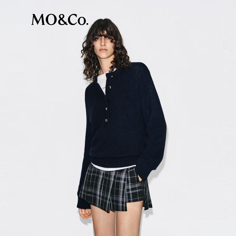 MO&Co. Women's 100% Wool Round Neck Sweater