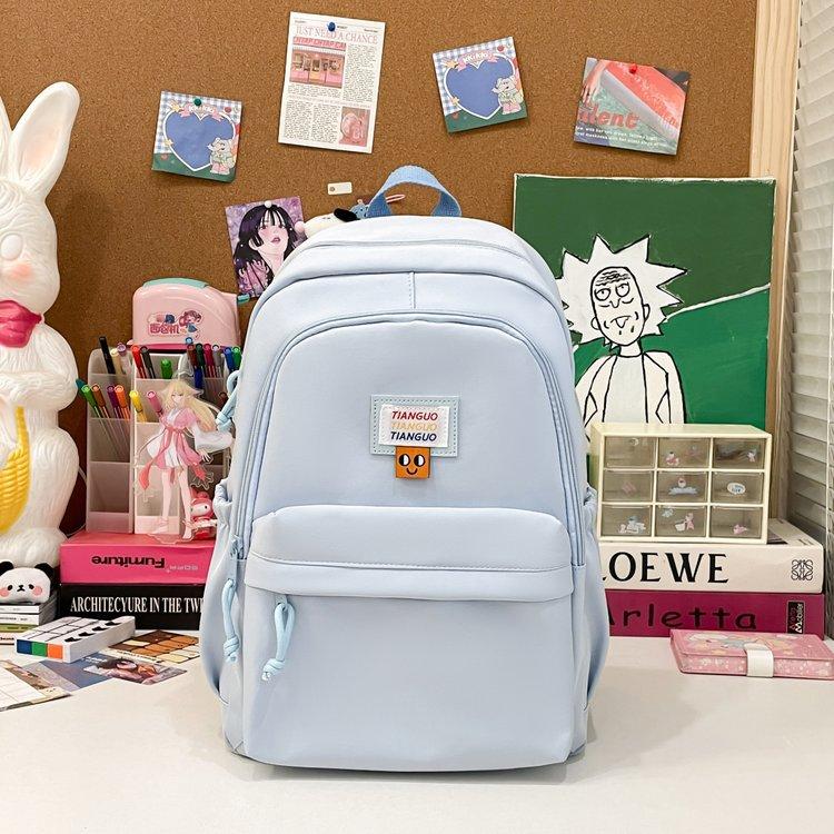 Schoolbag Japanese Large Capacity Ins Girl Lightweight Solid Color Simple Fashion Versatile Schoolbag Junior High School Student Backpack