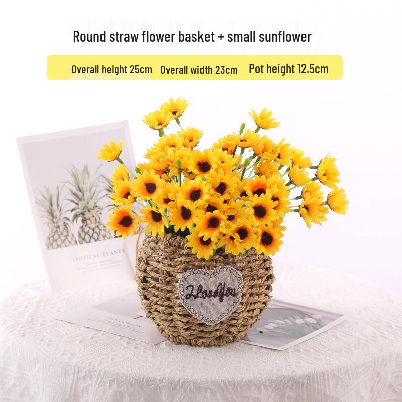 Mini Sunflower Artificial Flower Ornament for Living Room or Dining Table Decoration