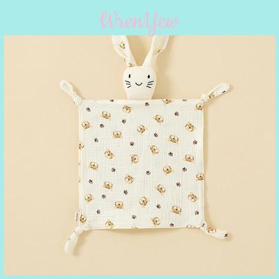 Baby Animal Cotton Swaddle With Plush Rabbit Toy For Sleep And Comfort