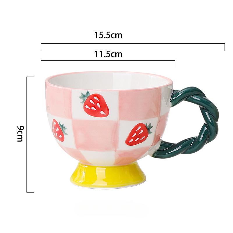 Hand Drawn Relief Breakfast Cup Ceramic Mug Large Capacity Cute and Creative Milk Cup Coffee Cup Home Decoration Gift Cup