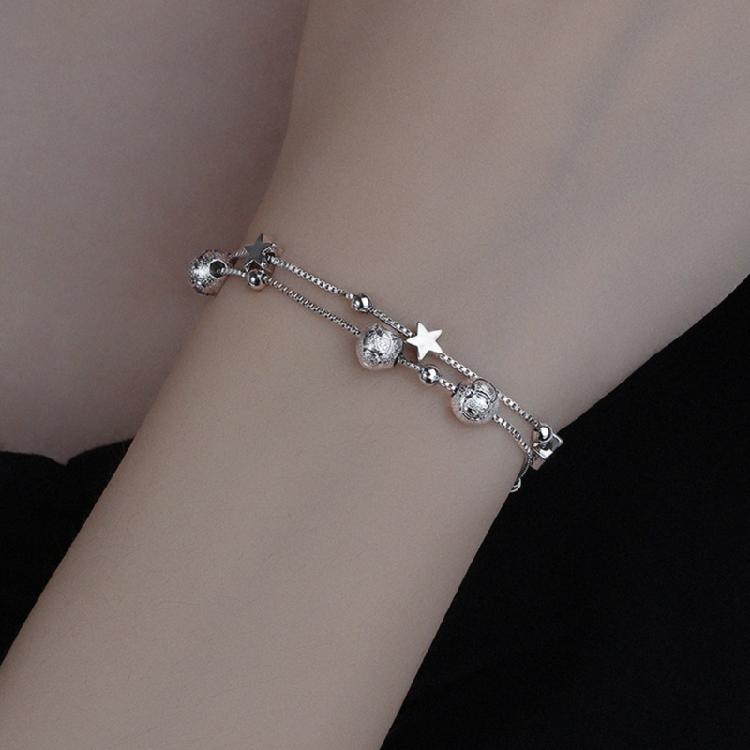 Star Bracelet Silver Color Round Bead Chain Bracelet For Women Girls Gift