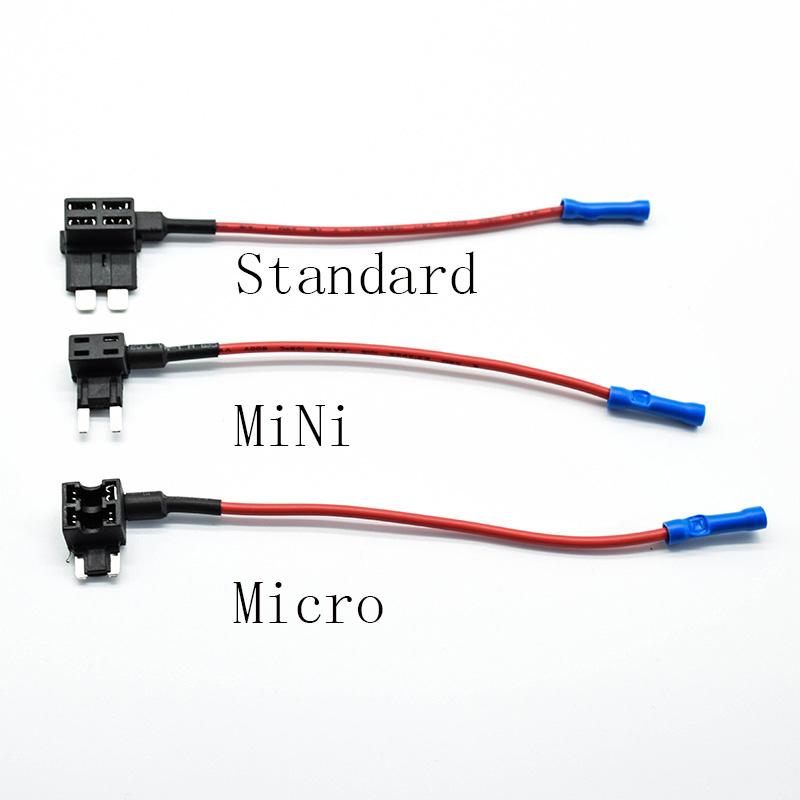 1PC 12V SMALL MEDIUM Car Fuse Add-a-circuit TAP Adapter Micro/Mini/Standard ATM APM Blade Auto Fuse Holder with 10A Blade Fuse Fuse Holders1
