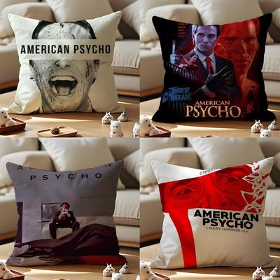 American Psycho Kissenbezug Anti-Milben Kissenbezug Versteckter Reißverschluss Seidiger Kurzer Plüsch Sofakissenbezug