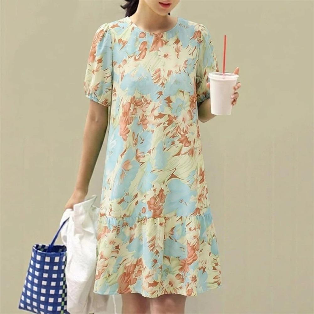 Sommer Freizeit Damen Nachthemd Kurzarm Kleider Lockerer Schnitt Nachtwäsche Hauskleidung Nachthemd Loungewear Kleider