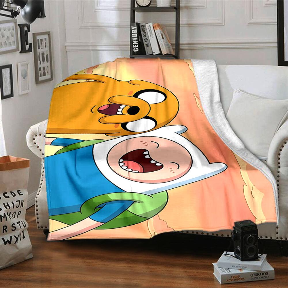 1Pc Adventure Time Friendship Flannel Blanket, Soft And Comfortable, Casual Warm, Camping Travel, Christmas, Halloween Xmas Gift S1111