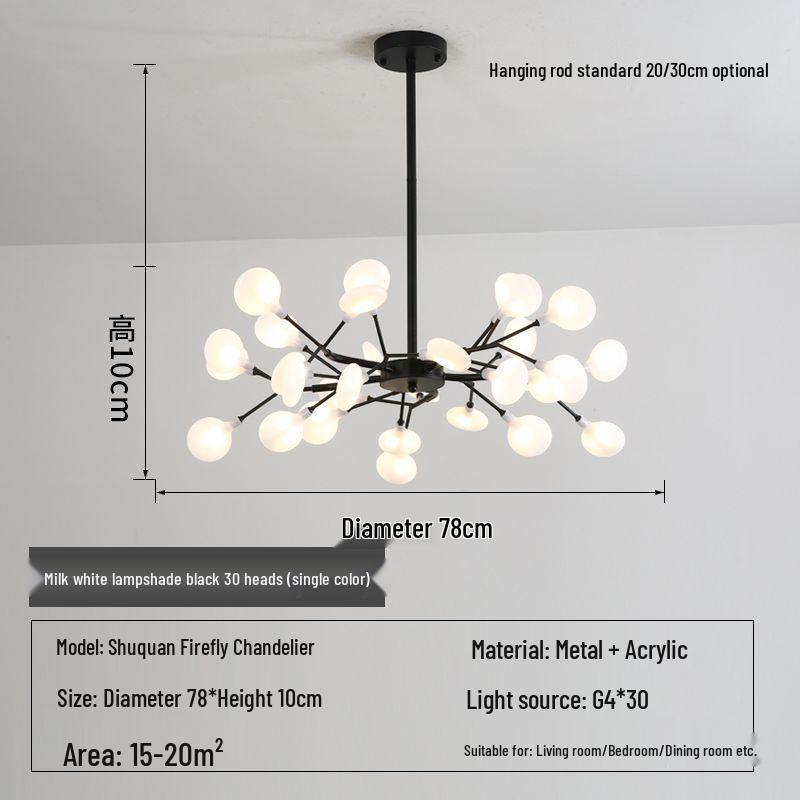 Nordic Firefly Chandelier: Minimalist Creative Lighting for Dining, Bedroom & Living Spaces