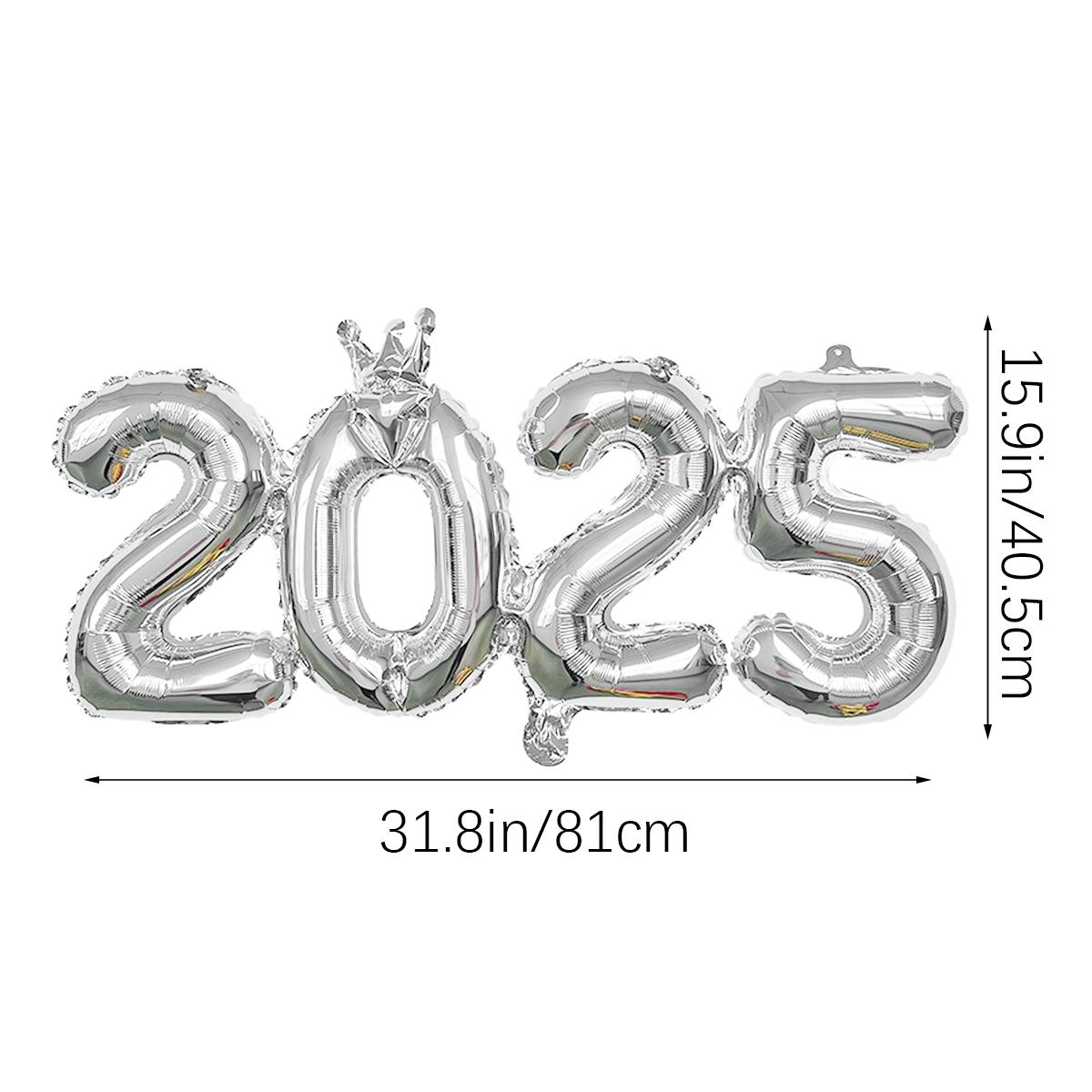 

1 шт. Серебряный цельный баннер с цифрой 2025 года из воздушных шаров, украшение для рождественской вечеринки в канун Нового года 2025 года, Навидад 2025 Other
