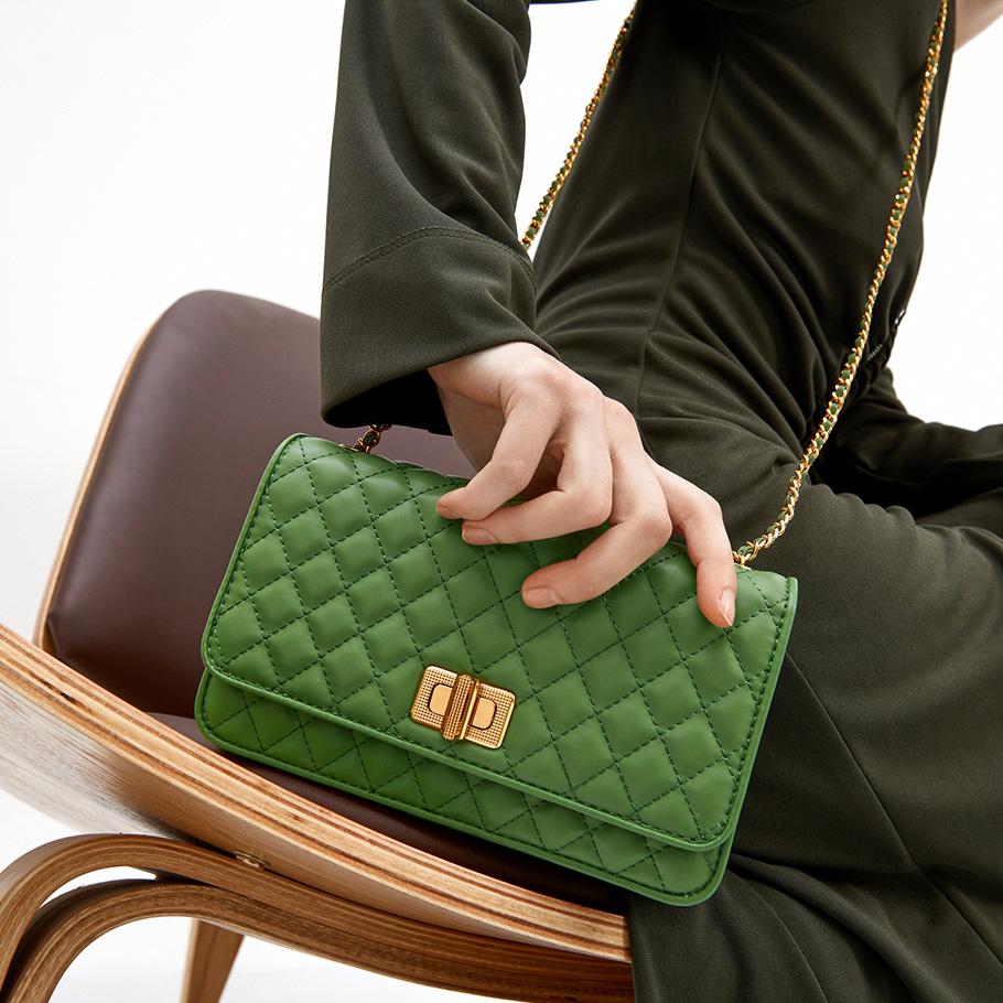 New CHARLES&KEITH Polyurethane Small Ck Bag Crossbody Shoulder Bag Small Size Women's Black/Beige/Green/Lilac/Pink CK2-70680973-4