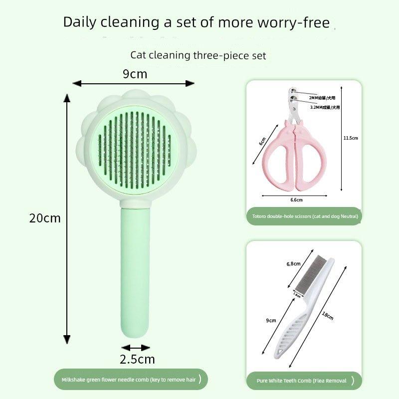 

Handy Gadget Long Hair Nail Scissors Pet Supplies Cat Comb Sunflower green cat three-piece set